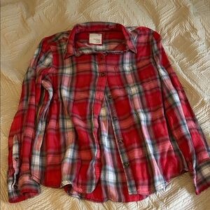 SO red plaid collared button up